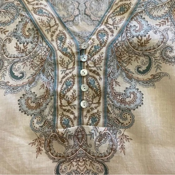J Jill Linen Ornate Paisley Barley Elegant Top - Picture 5 of 7